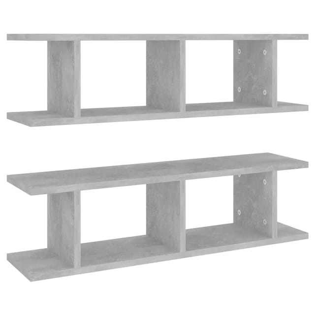 vidaXL Wandregale 2 Stk Betongrau 75x18x20 cm Holzwerkstoff 807191