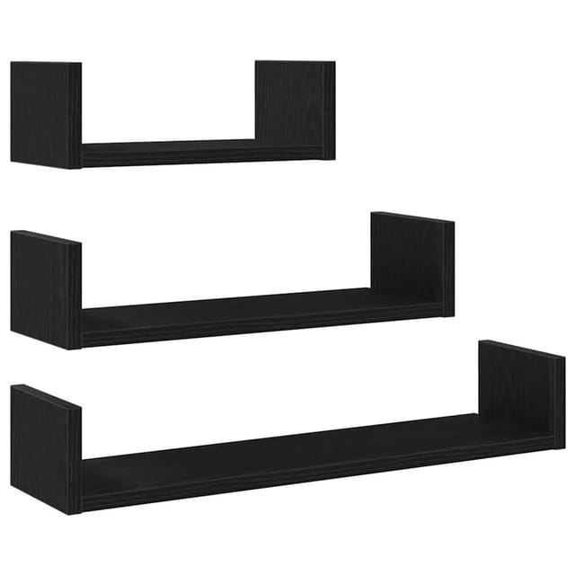 vidaXL Wandregale 3 Stk Schwarz Eichen-Optik Holzwerkstoff 862405