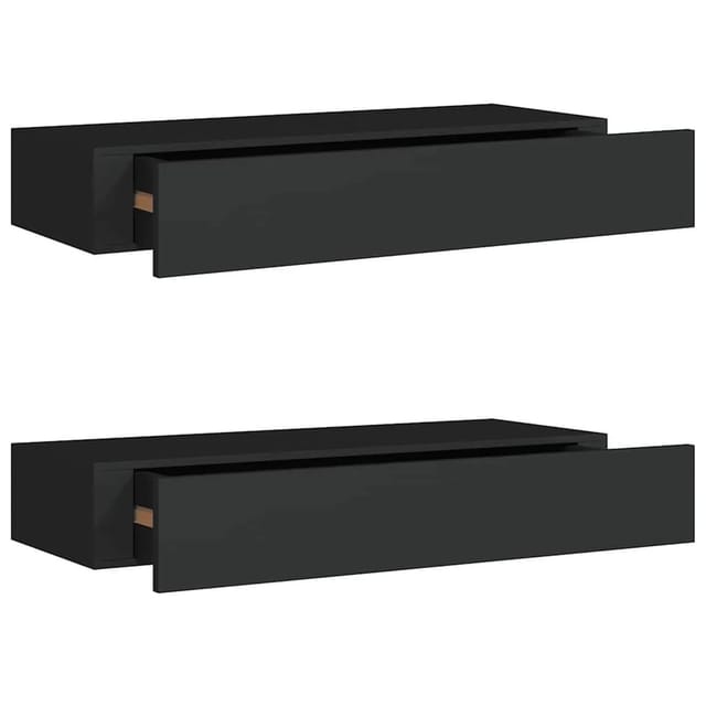 vidaXL Wandregale mit Schubladen 2 Stk Schwarz 60x23,5x10 cm MDF 330258