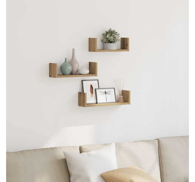 vidaXL Wandregale 3 Stk Artisan-Eiche Holzwerkstoff 853316