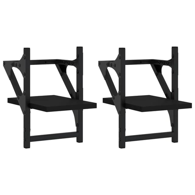 vidaXL Wandregale mit Stangen 2 Stk Schwarz 20x25x30 cm 836228