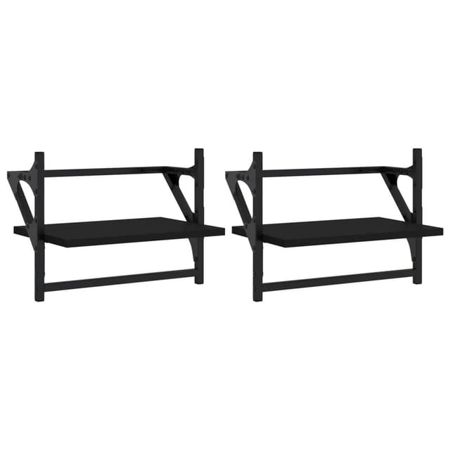 vidaXL Wandregale mit Stangen 2 Stk Schwarz 40x25x30 cm 836238