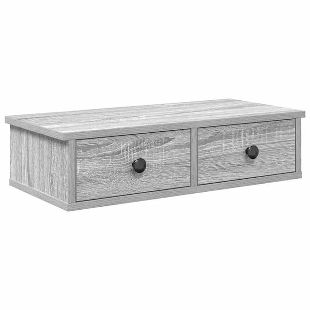 vidaXL Wandregal mit Schubladen Grau Sonoma 60x28x15 cm Holzwerkstoff 859946