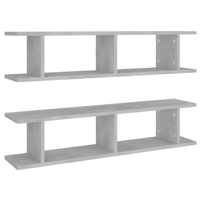 vidaXL Wandregale 2 Stk Betongrau 90x18x20 cm Holzwerkstoff 807200