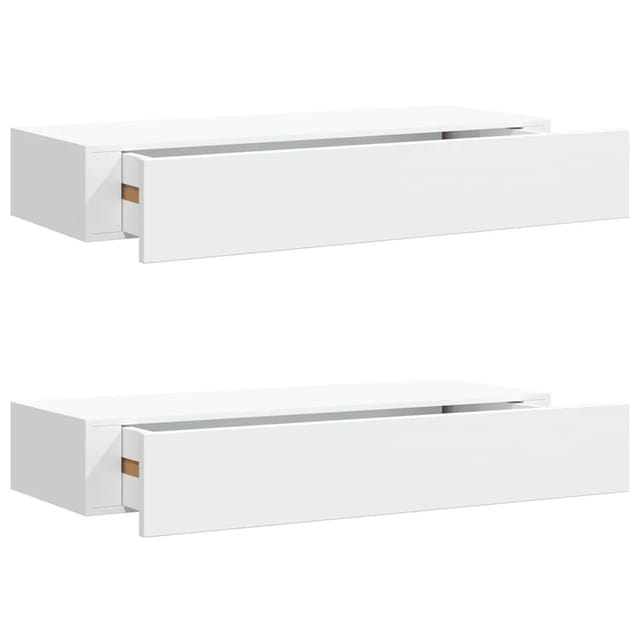 vidaXL Wandregale mit Schubladen 2 Stk Weiß 60x23,5x10 cm MDF 330256