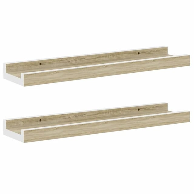 vidaXL Wandregale 2 Stk Weiß und Sonoma-Eiche 40x9x3 cm 326689