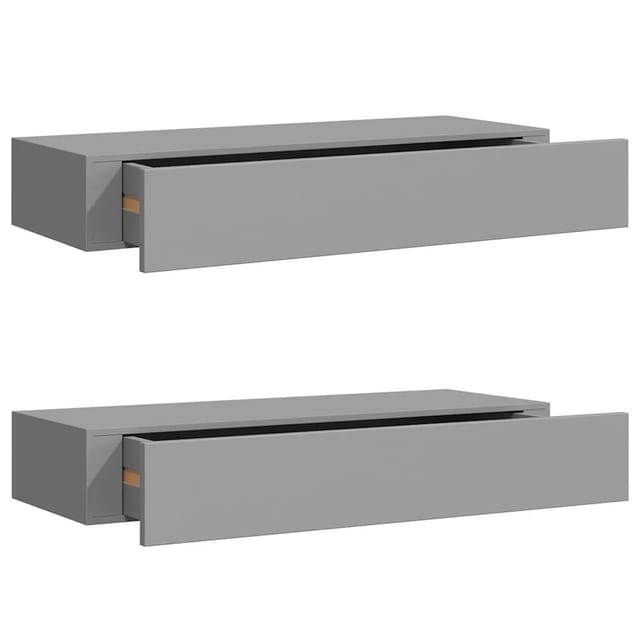 vidaXL Wandregale mit Schubladen 2 Stk Grau 60x23,5x10 cm MDF 330260