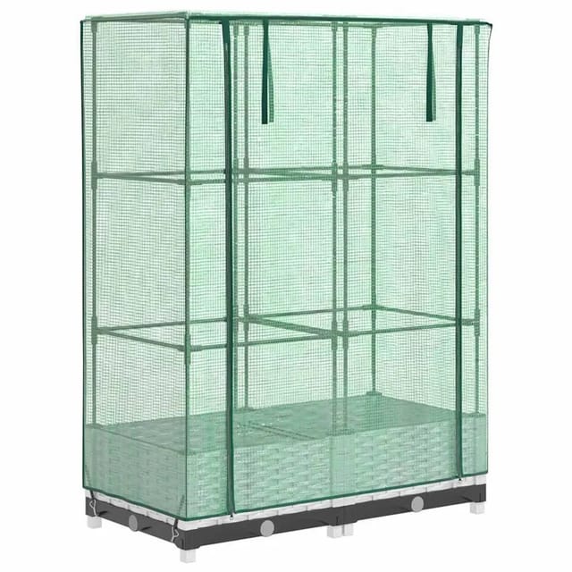 vidaXL Hochbeet mit Gewächshaus-Aufsatz Rattan-Optik 80x40x123 cm 4015838