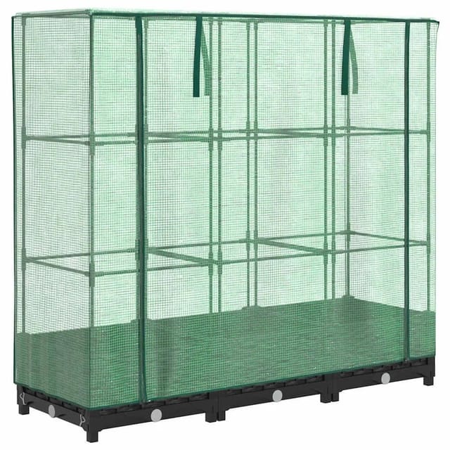 vidaXL Hochbeet mit Gewächshausabdeckung Rattanoptik 120x40x123 cm 4015811