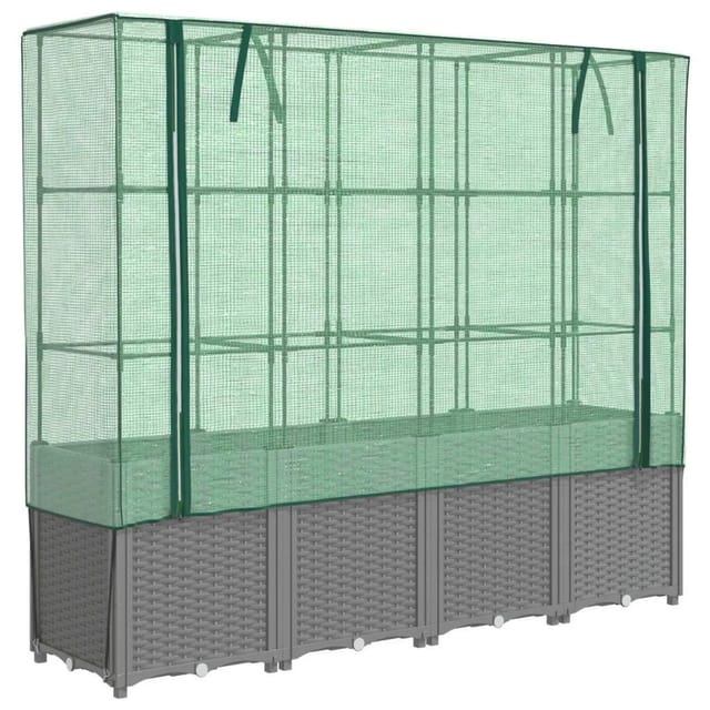 vidaXL Hochbeet mit Gewächshaus-Aufsatz Rattan-Optik 160x40x153 cm 4015859