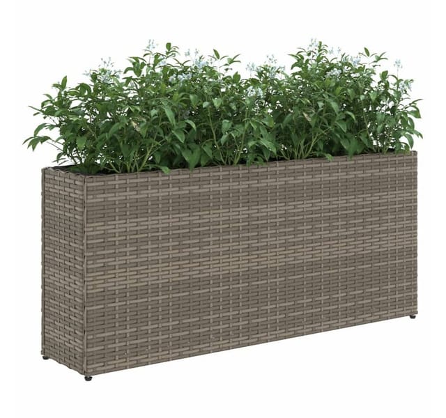 vidaXL Hochbeet mit 2 Fächern Grau 90x20x40 cm Poly Rattan 366409