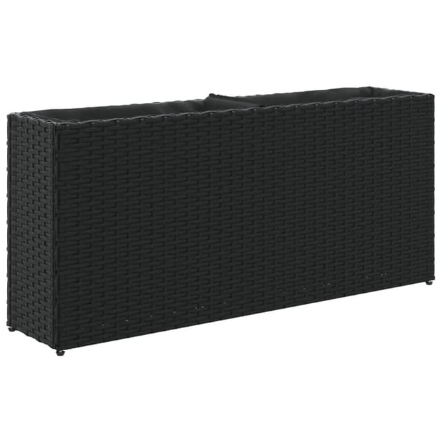 vidaXL Hochbeet mit 2 Fächern Schwarz 90x20x40 cm Poly Rattan 366407