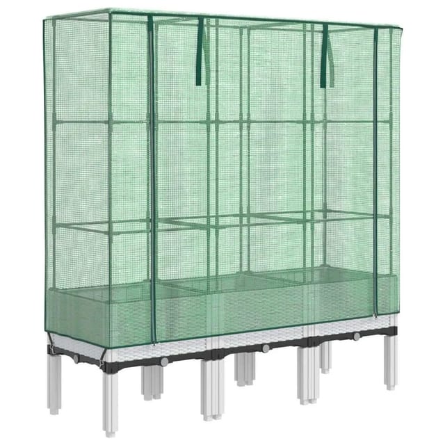 vidaXL Hochbeet mit Gewächshaus-Aufsatz Rattan-Optik 120x40x140 cm 4015848