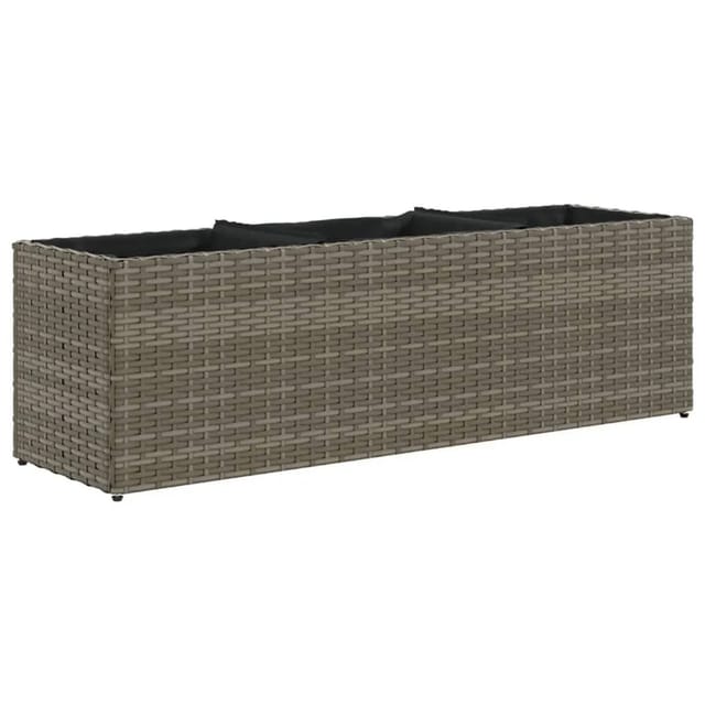 vidaXL Hochbeet mit 3 Fächern Grau 105x30x32 cm Poly Rattan 366418