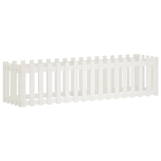 vidaXL Hochbeet Lattenzaun-Design Weiß 200x50x50 cm Massivholz Kiefer 832508