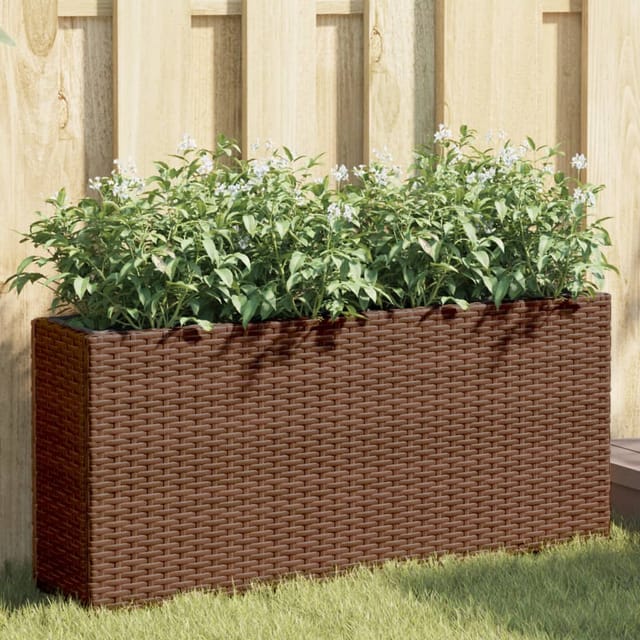 vidaXL Hochbeet mit 2 Fächern Braun 90x20x40 cm Poly Rattan 366408