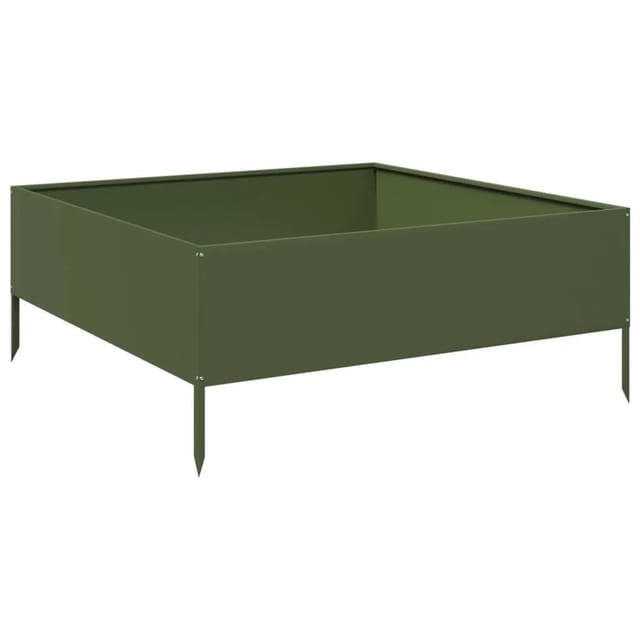 vidaXL Hochbeet Olivgrün 100x100x25 cm Stahl 851034