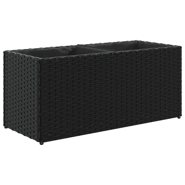 vidaXL Hochbeet mit 2 Fächern Schwarz 72x30x32 cm Poly Rattan 366422