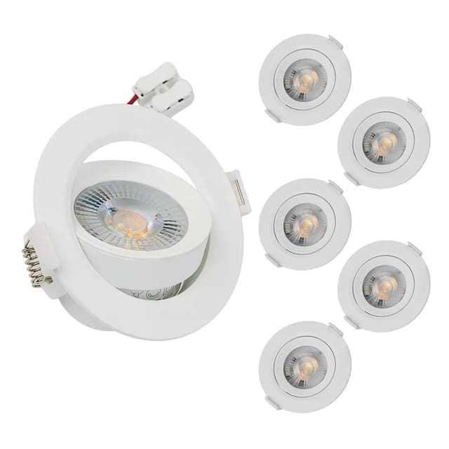 LUXULA 6er-Set LED Einbauspot Ø 75 mm Dimmbar CCT Farbwahl Einbaustrahler 5W 450lm 38° Downlight Weiß Inkl. Netzteil