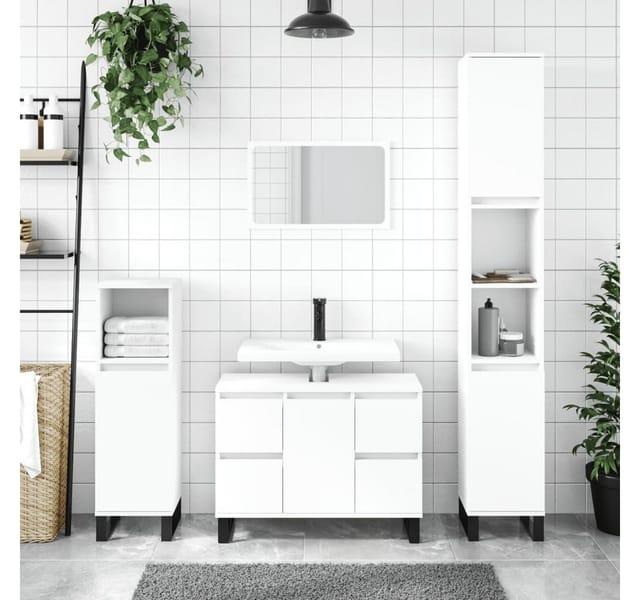 vidaXL Badschrank Weiß 30x30x100 cm Holzwerkstoff 831564