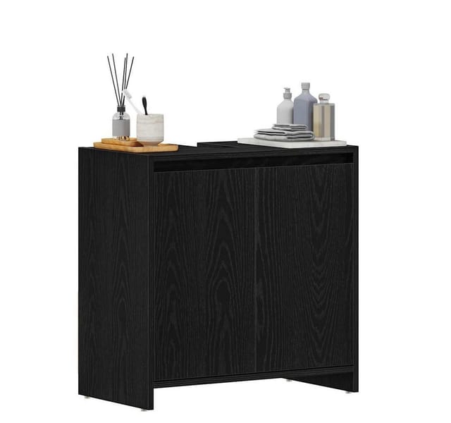 vidaXL Badschrank Schwarz Eichen-Optik 60x33x61 cm Holzwerkstoff 862508