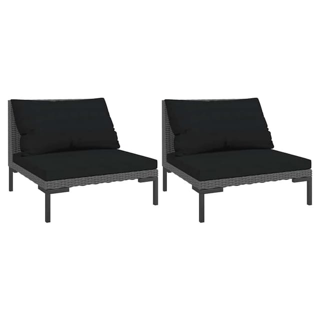 vidaXL Gartensofas 2 Stk mit Kissen Halbrundes Poly Rattan 318602