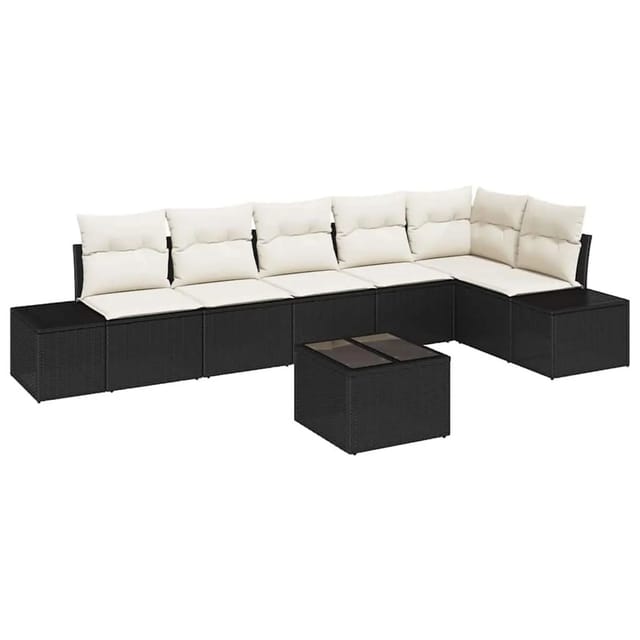 vidaXL Gartensofa-Set mit Speicher Braun und Creme Poly-Rattan 3355756