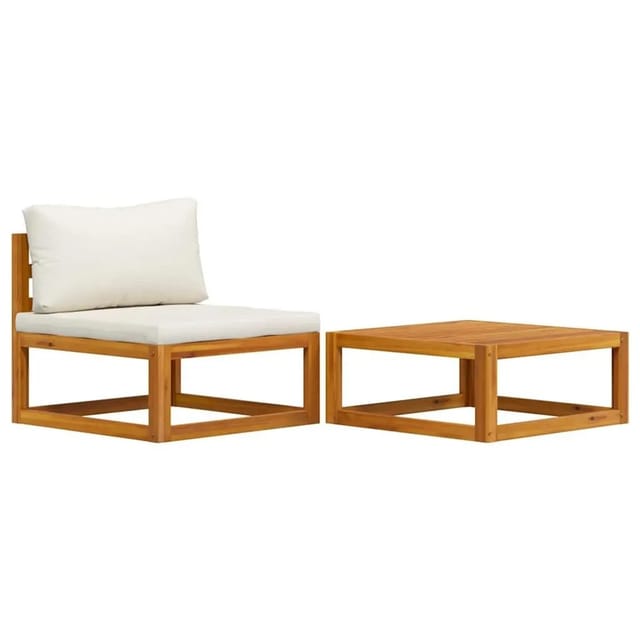 vidaXL 2-Tlg Garten-Sofagarnitur mit Auflage Massivholz Akazie 311859