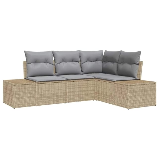 vidaXL Gartensofa-Set 4 Stk Beige und Hellgrau Poly-Rattan 3355709