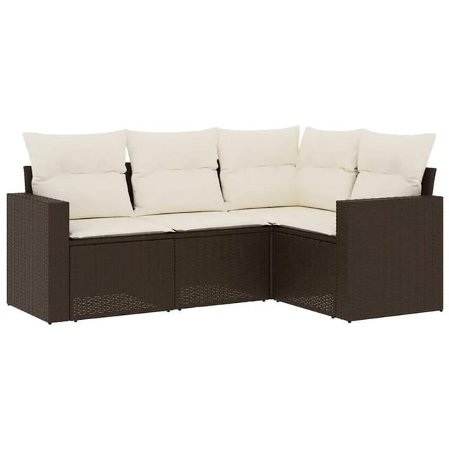 vidaXL 4-Tlg Garten-Sofagarnitur mit Kissen Braun Poly Rattan 3251250