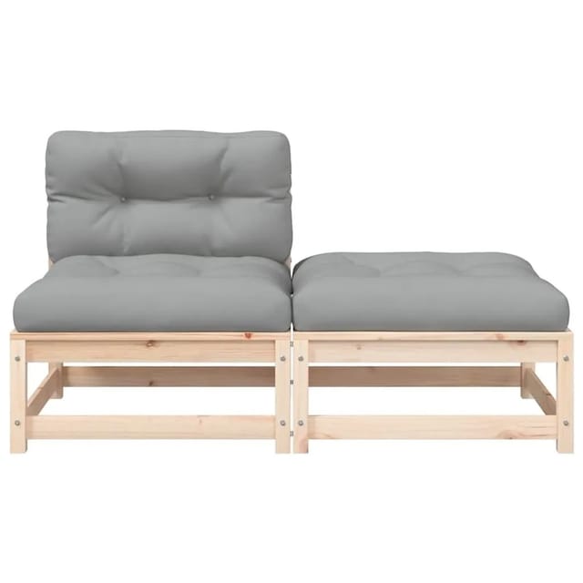 vidaXL Gartensofa ohne Armlehnen mit Kissen und Hocker 838126