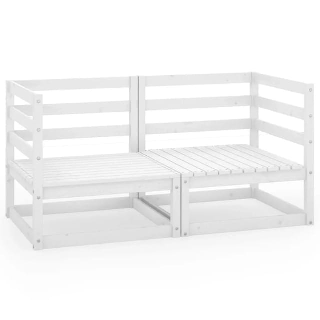 vidaXL Gartensofa 2-Sitzer Weiß Massivholz Kiefer 3075245