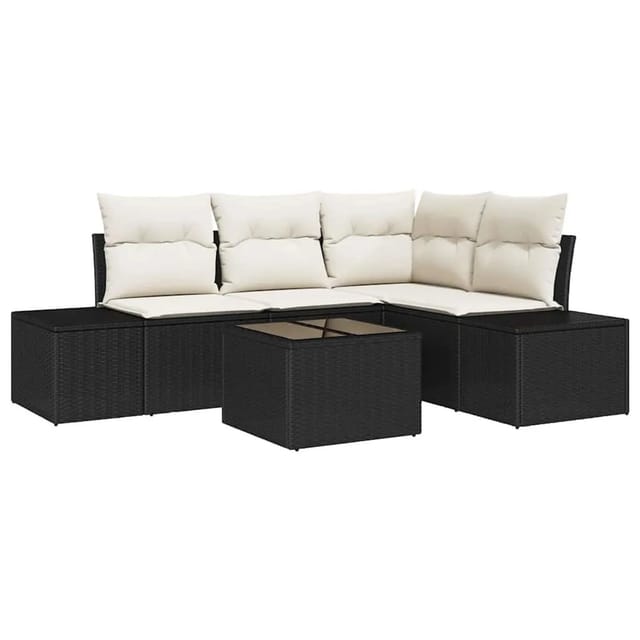 vidaXL Gartensofa-Set mit Speicher Braun und Creme Poly-Rattan 3355716