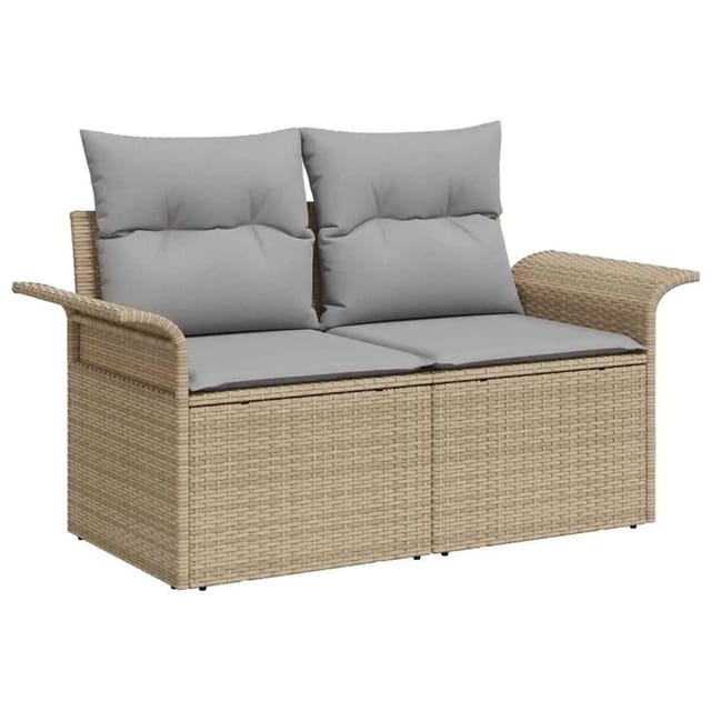 vidaXL Gartensofa mit Kissen Beige 141 x 62 x 69cm Poly-Rattan 42006705
