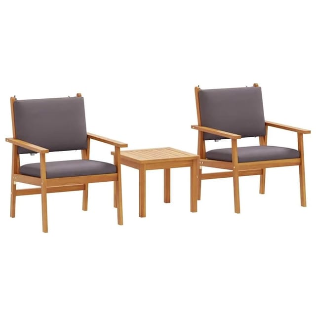 vidaXL Gartensofa-Set 3 Stk Anthrazit Massivholz Akazie 4106581