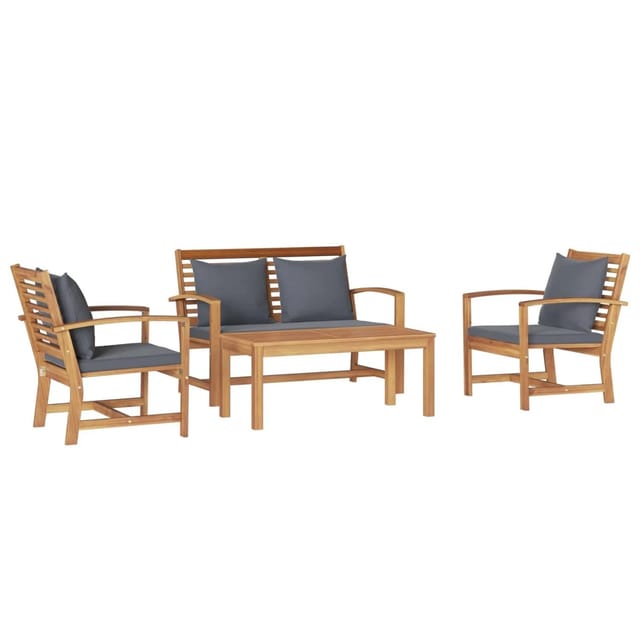 vidaXL Gartensofa-Set 4 Stk Natur Massivholz Teak 3356854
