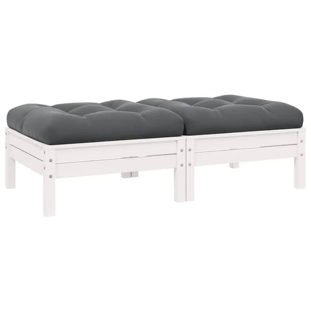 vidaXL 2-Sitzer-Gartensofa mit Kissen Weiß Massivholz Kiefer 806659