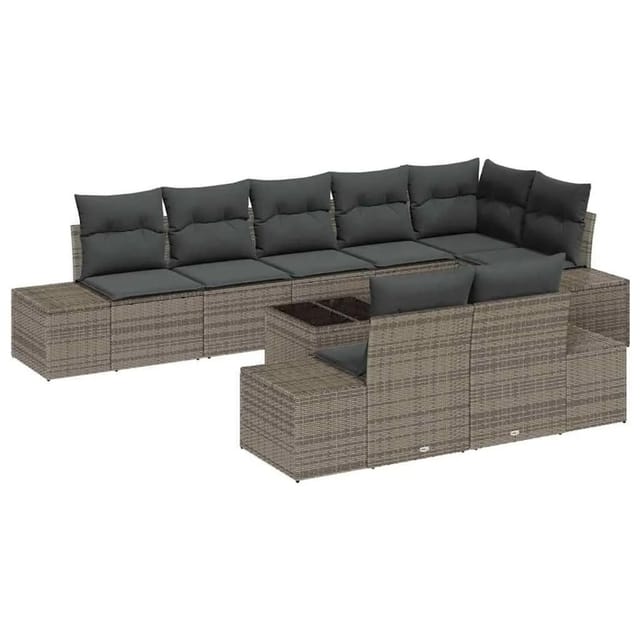 vidaXL Gartensofa-Set mit Speicher Grau Poly Rattan 3355788