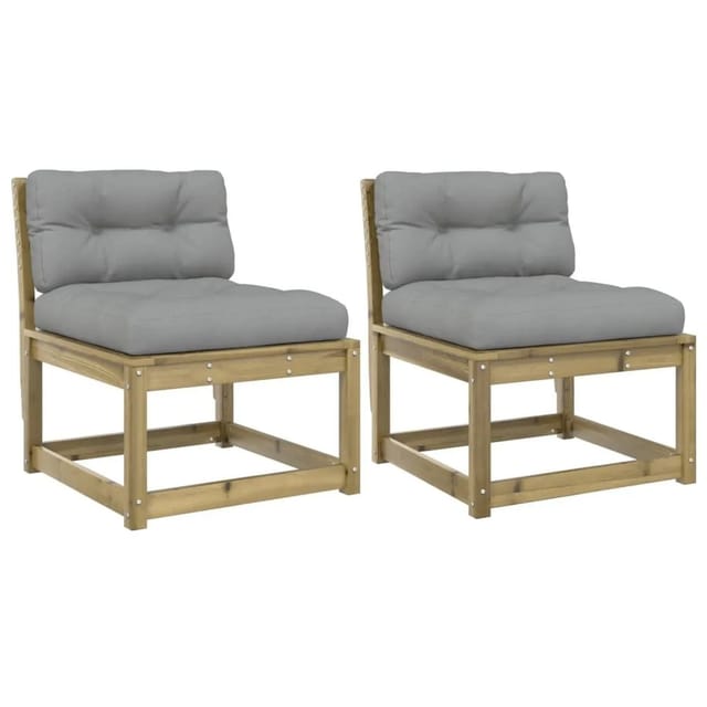 vidaXL Gartensofas mit Kissen 2 Stk Kiefernholz Imprägniert 844708