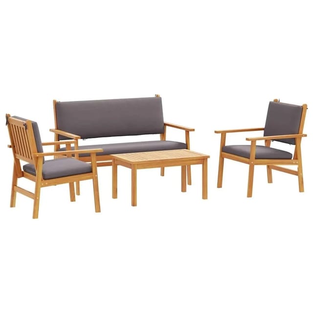 vidaXL Gartensofa-Set 4 Stk Braun 120 x 65,5 x 79 cm Massivholz Akazie 3325228