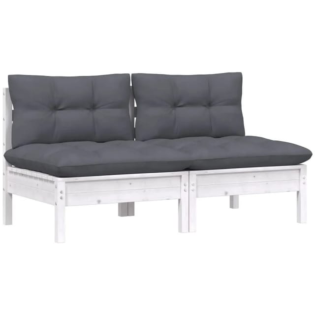 vidaXL 2-Sitzer-Gartensofa mit Anthrazit Kissen Massivholz Kiefer 3095993