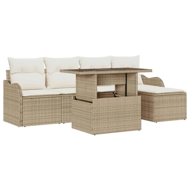 vidaXL Gartensofa-Set mit Kissen 6 Stk Beige Polyrattan 3357184