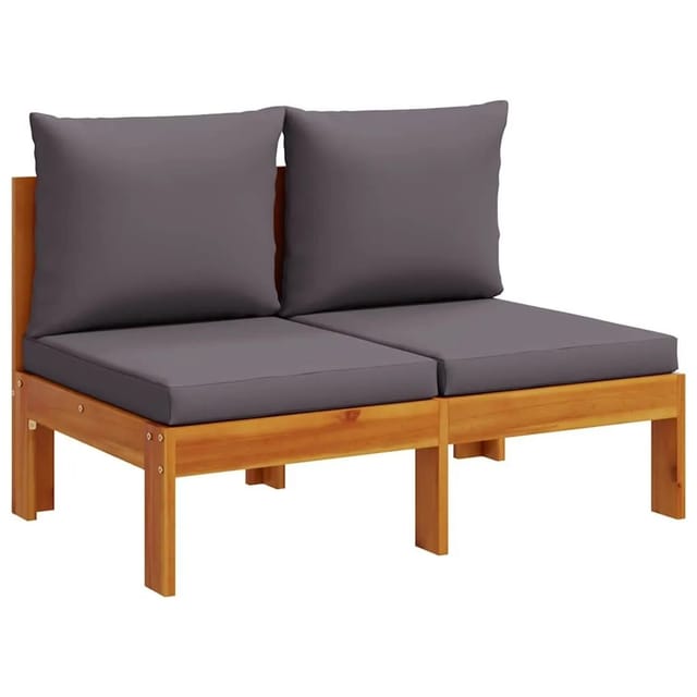 vidaXL Gartensofa ohne Armlehnen mit Kissen 2-Sitzer Massivholz Akazie 367631
