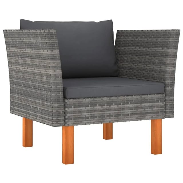 vidaXL Gartensofa Poly Rattan und Eukalyptus Massivholz 315755