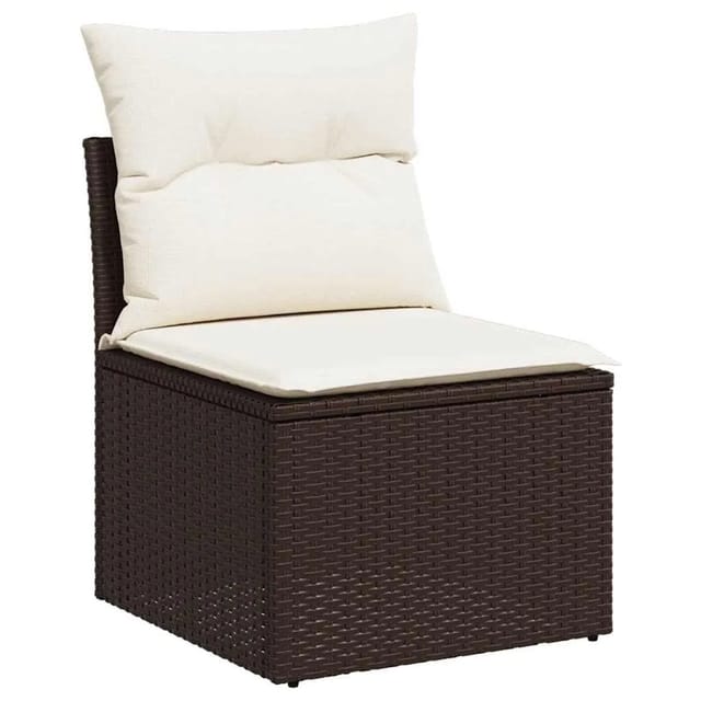 vidaXL Gartensofa ohne Armlehnen mit Kissen Braun Poly Rattan 366199
