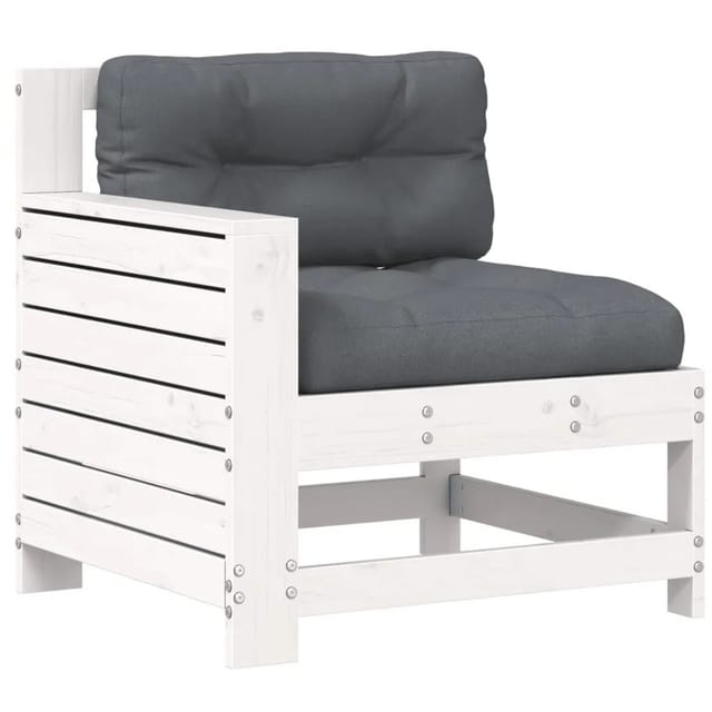 vidaXL Gartensofa mit Armlehne und Kissen Weiß Massivholz Kiefer 844921