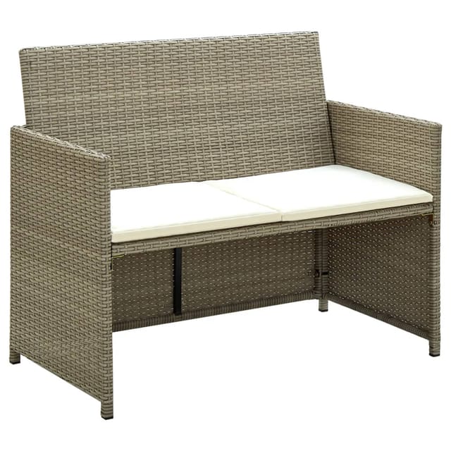vidaXL 2-Sitzer-Gartensofa mit Polstern Beige Poly Rattan 46396