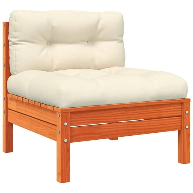 vidaXL Gartensofa ohne Armlehnen mit Kissen Wachsbraun Kiefernholz 838158