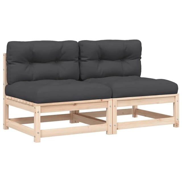vidaXL Gartensofas ohne Armlehnen mit Kissen 2 Stk Massivholz Kiefer 838086