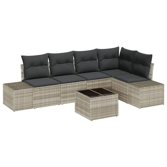 vidaXL Gartensofa-Set mit Speicher Hellgrau Poly-Rattan 3355741